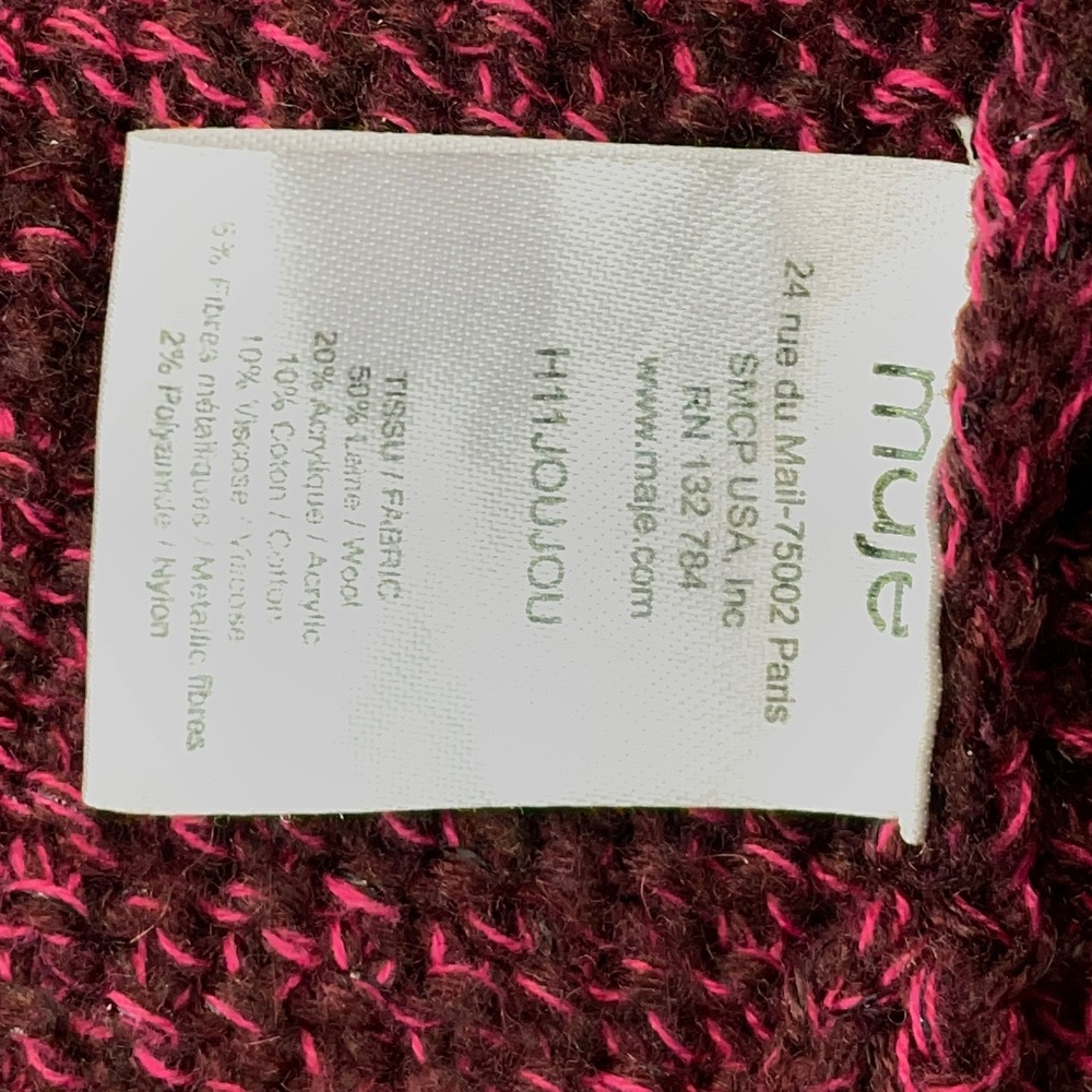 MAJE Burgundy Wool Moto Jacket - Picture 6 of 7